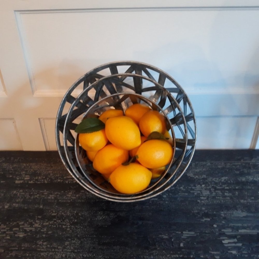 Set of Galvanized Metal Baskets - Picture 3 of 4